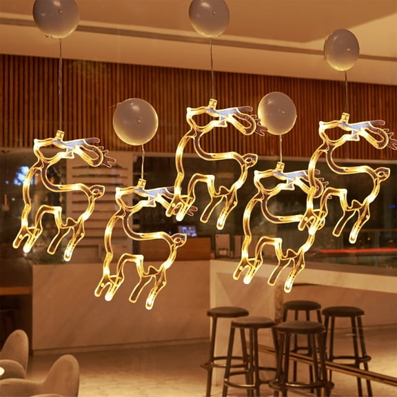 Battery Powered Christmas Window Decoration Lights with Suction Cup Hooks - Indoor Holiday LED String Lights for Tree Snowflake Snowman Display - Warm White Fairy Lights for Bedroom Home Party Decor