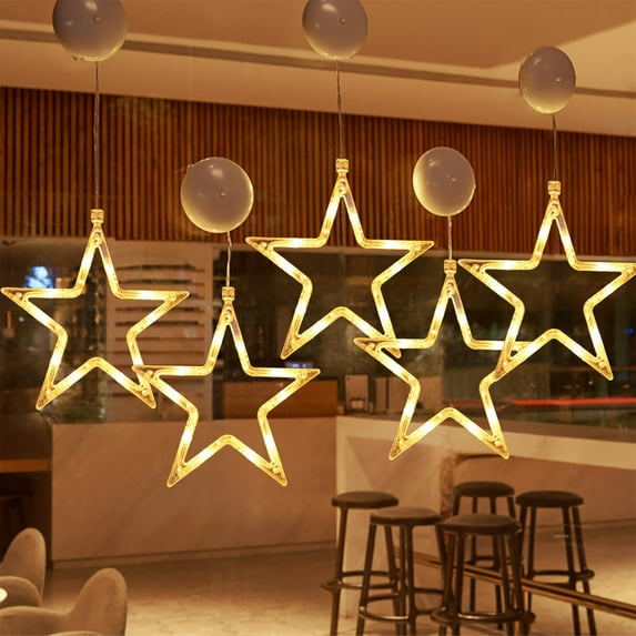 Battery Powered Christmas Window Decoration Lights with Suction Cup Hooks - Indoor Holiday LED String Lights for Tree Snowflake Snowman Display - Warm White Fairy Lights for Bedroom Home Party Decor