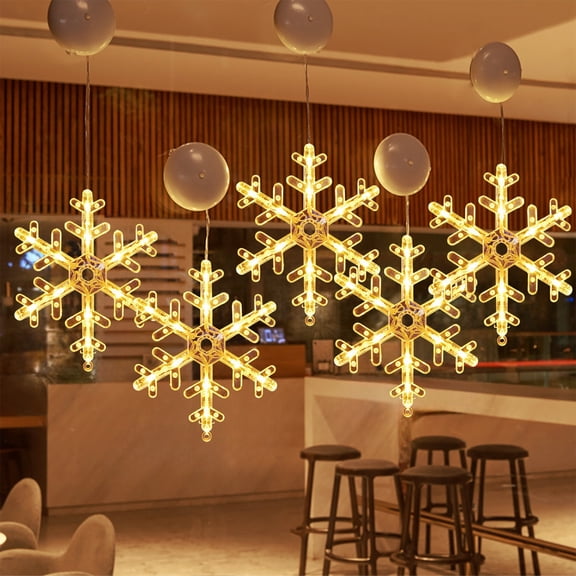 Battery Powered Christmas Window Decoration Lights with Suction Cup Hooks - Indoor Holiday LED String Lights for Tree Snowflake Snowman Display - Warm White Fairy Lights for Bedroom Home Party Decor