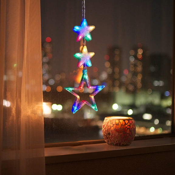 Battery-Powered Christmas Window Hanging Lights with 20 LED Bulbs and Suction Cups, Indoor Outdoor Decor for Xmas Tree Fireplace, Festive Holiday Decoration