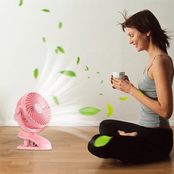 Battery Powered Clip on Fan with 3-Speed, 5'' Small Desk Fan with Aroma Function, USB Powered, 360°Rotation, Ultra Quiet, for Golf Cart,Bedroom,Car,Desk(Pink)