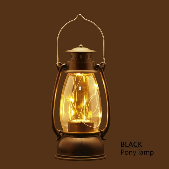 Battery Powered Decorative Lantern, Flickering Flame LED Vintage Lamp for Indoor Outdoor Use, Safe Fireproof Ambient Light for Garden Patio Camping Emergency Blackout Decor