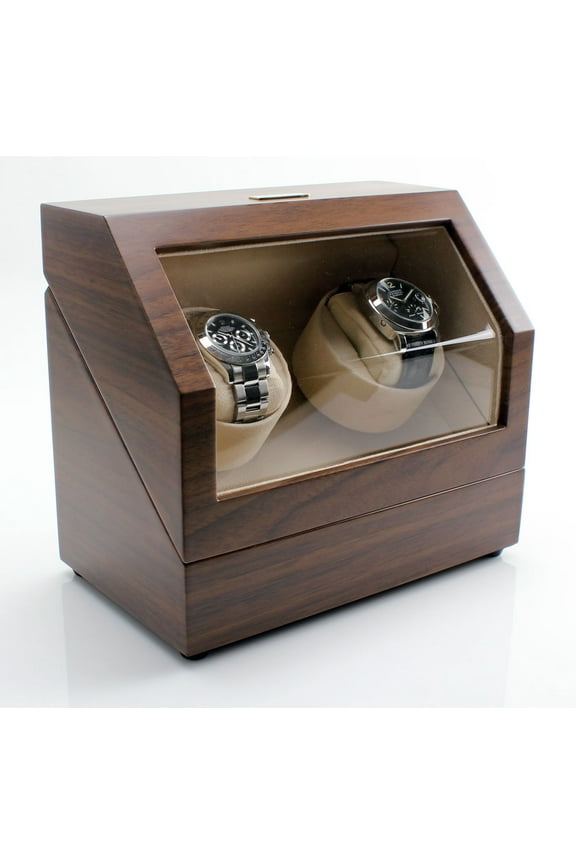 Battery Powered Dual Watch Winder - Walnut