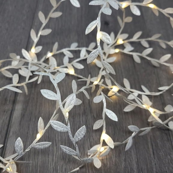 Battery Powered Fairy Lights,33ft 100 LED Silver Leaves String Lights for Bedroom,Wedding,Table Christmas Home Party Decoration (Warm Light)