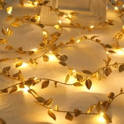 Battery Powered Fairy Lights,6.6ft 20 LED Gold Leaves String Lights for Bedroom,Wedding,Table Christmas Home Party Decoration Warm Light