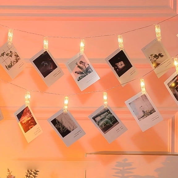 Battery Powered Fairy String Lights with Photo Clips - 10 LEDs 150Cm & 20 LEDs 300Cm for Weddings, Parties, and Seasonal Decor