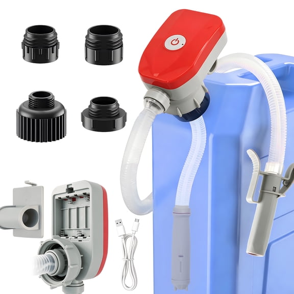 West Bay Automatic Electric Fuel Transfer Pump with Auto-Stop, 3.8GPM & 54" Hose & 4 Size Adapters Gas Can Pump with Leak Protection for Gasoline, Diesel, Kerosene, Gifts for Men Dad Him