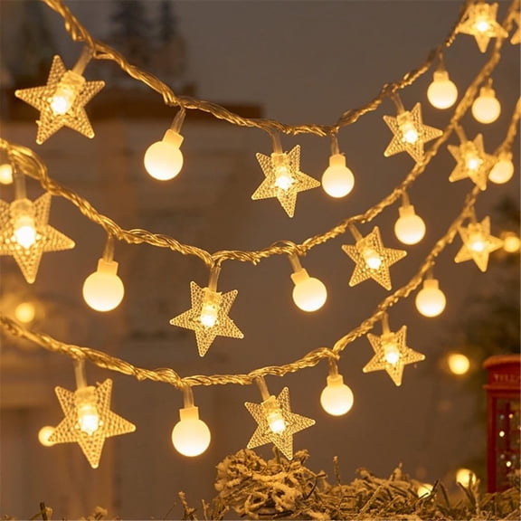 Battery Powered Globes Ball String Lights, 10Ft 20LED Waterproof Hanging Star Fairy Lights for Home Garden Decoration
