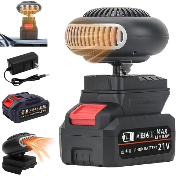 Battery Powered Heater, 2026 New Portable Rechargeable Battery Powered Space Heater Cordless with USB &3900mah Batteries/Anti Tilt Design for Camping/Indoor/Car Defroster (10 Batteries Kit)