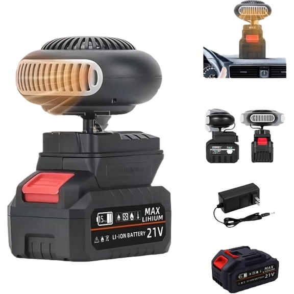 Battery Powered Heater, Rechargeable Heaters for Indoor Use, Heat for Power Outage, Universal 18-21V, Ultra-Light/Ultra-Powerful/360-Degree Rotation/Anti Tilt Design (5 battery*1)