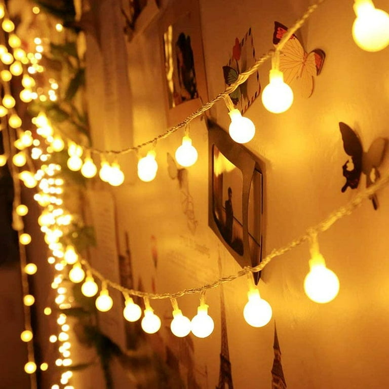 Battery Powered LED Globe String Lights Ball Fairy Lights with Remote 33ft 100 LED 8 Mode Twinkle Lights with Timer Indoor Outdoor Decorative