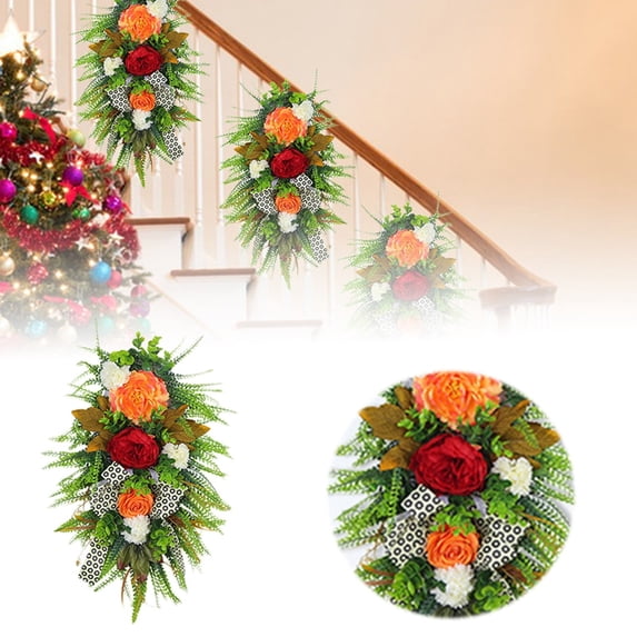 Battery Powered LED Wreath for Holiday Door with Festive Lights Ideal Stairs Fireplaces and Entrance Passages