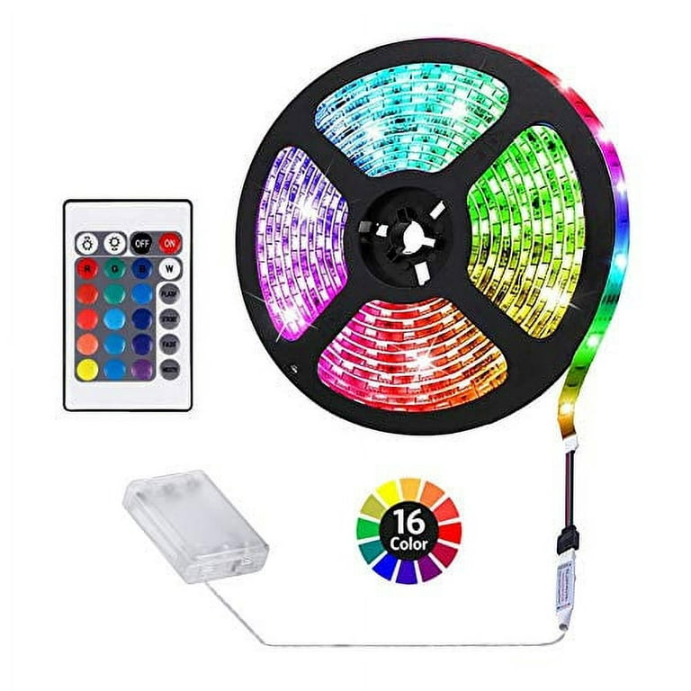  3-Pack Shelf Lights, Battery Operated Small Led Strip Lights  Kit Flexible Color Changing SMD 5050 LED Accent Kit with RF Remote, DIY Led  Lights for Bedroom, TV, Home, DIY Decoration (RGB 