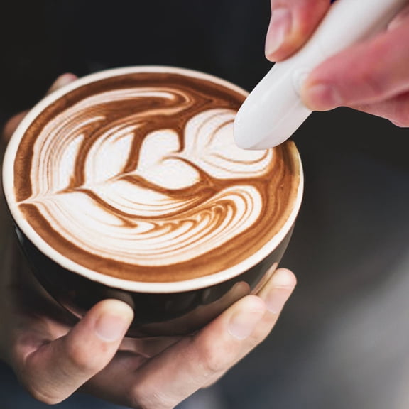 Battery Powered Latte Art Pen for and Coffee Enthusiasts with Precision Carving and Stencil Design Tool