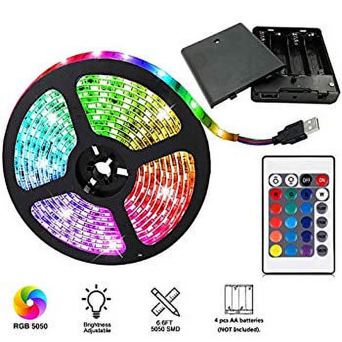 Battery Powered Led Strip Lights 5050 2M 6.6FT Waterproof