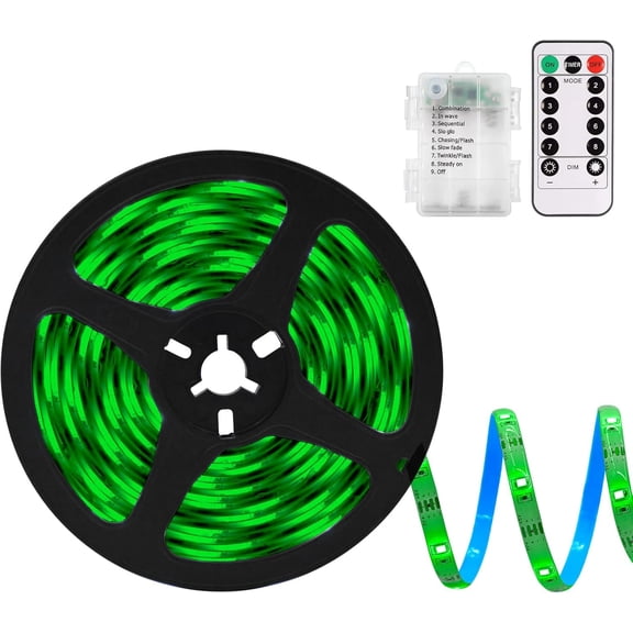 Battery Powered Led Strip Lights with Remote Warm White, 8 Modes, Dimmable, Timer, Self-Adhesive, Cuttable, Waterproof, 9.8FT 90Led Strip Lights for TV Kitchen Cupboard Bedroom Decor