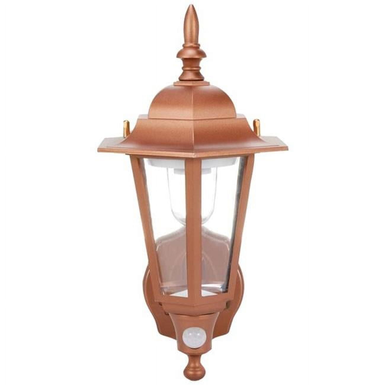 Bronze Solar-Powered Motion-Activated LED Sconce with Mirrored Reflector