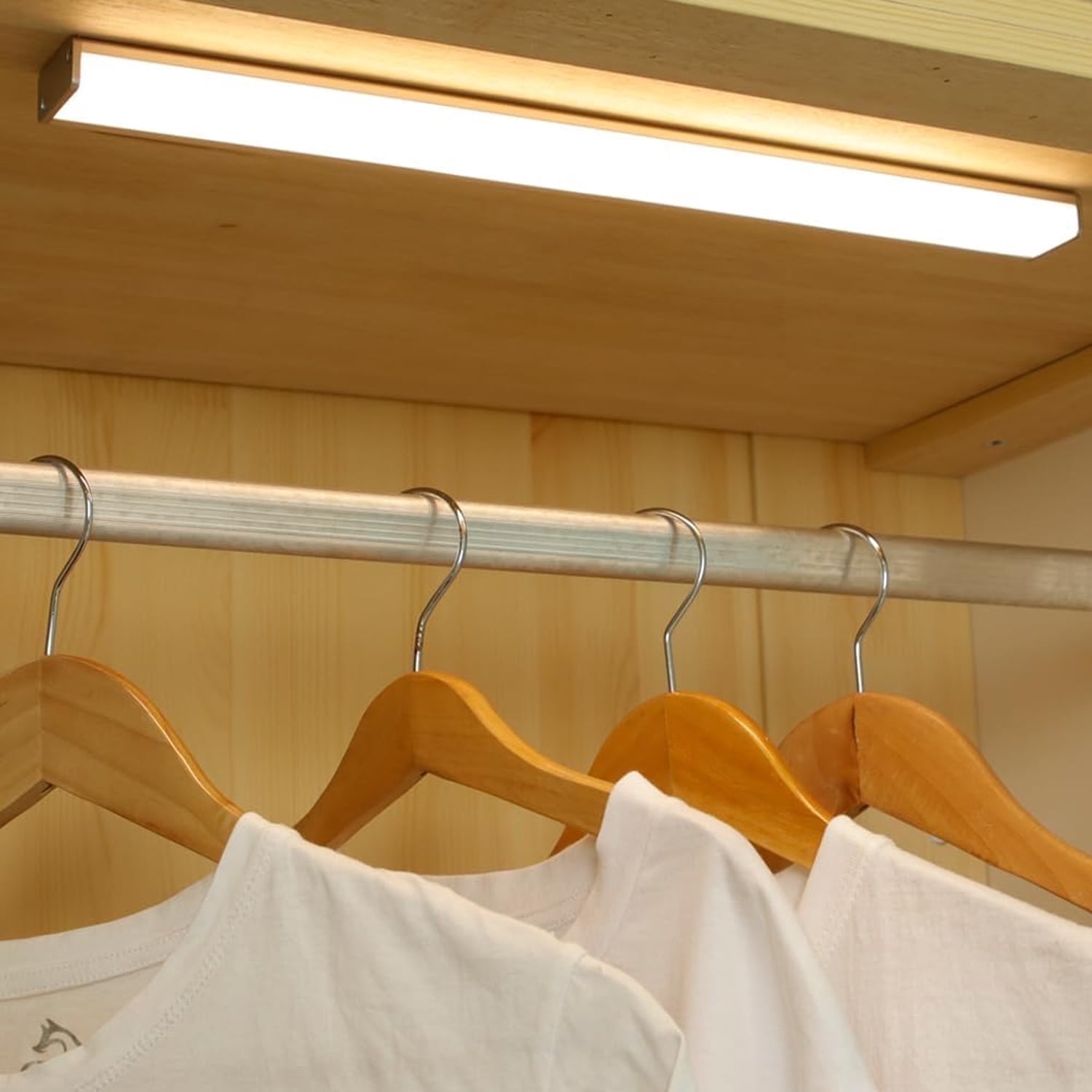 USTOP 2 Pack Motion Sensor Closet Lights - 2400mA Cool White Battery Powered Wireless LED Cabinet Lighting, Stick-On Installation for Wardrobe, Pantry, Cupboard