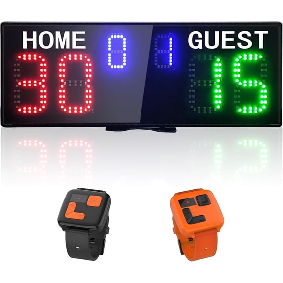 Battery Powered Scoreboard for Tennis/Padel/Pingpong/Volleyball/Badminton/, Remote & Wrist Control, Electronic Digital Portable Scorekeeper for Games & Sports