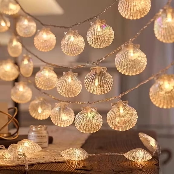Battery-Powered Shell String Lights - Whimsical Fairy Lights for Outdoor Events, Weddings, Birthdays, and Holiday Celebrations
