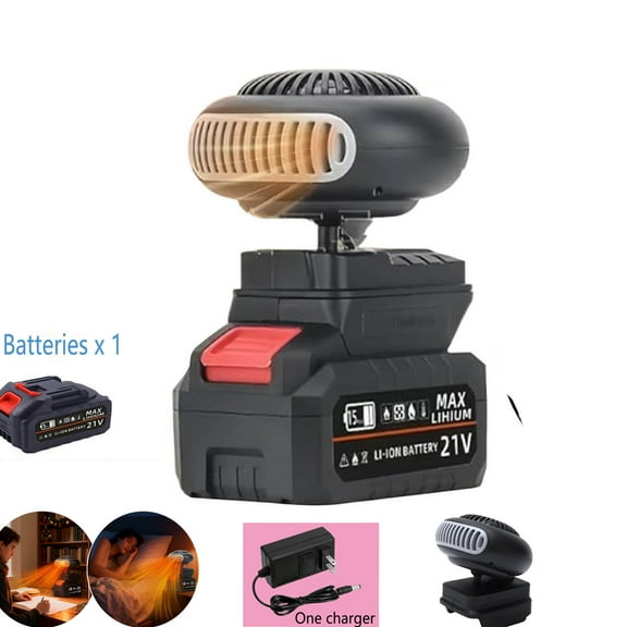 Battery Powered Space Heater, 2026 Battery Operated Heaters for Camping Indoor & Car Use, 360° Rotatable Cordless Portable Space Heater for Battery with USB Ports For Hand Warmer Defogger