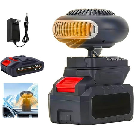 Battery Powered Space Heater, Battery Operated Heater, with 1500mah Batterys Anti-Tilt, Quiet Long Heating, Design Portable Car Window Defroster, Fits Golf Cart & Office