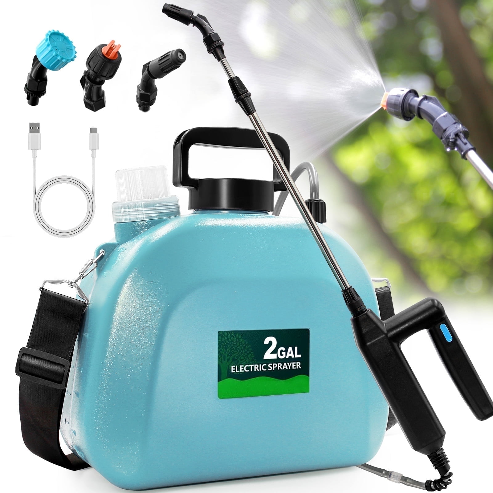SideKing Battery Powered Sprayer 2 Gallon, 7.4V Powerful Electric Garden Weed Yard Sprayer