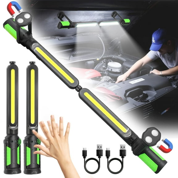 SYLMAX Mechanic Light, Underhood Work Light with Sensor Control, LED Rechargeable Magnetic Automotive Work Light Bar for Car Repair, Inspection, Workshop Garage, Emergency (2 Pack)
