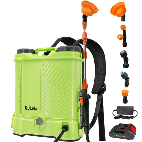 SideKing 3.2 Gallon Battery Powered Backpack Sprayer, 80 PSI Electric Garden Lawn Sprayer, Works with Makita 18V Battery, Telescopic Wand & 5 Nozzles, 2.0Ah Battery and Charger Included