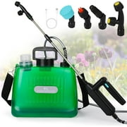 Battery Powered Sprayer 8L Upgrade Electric Sprayer with 4 Mist Nozzles, 2000mAh Portable Lawn Sprayer Pump, 32in Shoulder Strap Retractable Wand, 2 Water Filling Holes for Lawn, Garden, Cleaning
