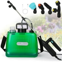 Battery Powered Sprayer 8L Upgrade Electric Sprayer with 4 Mist Nozzles, 2000mAh Portable Lawn Sprayer Pump, 32in Shoulder Strap Retractable Wand, 2 Water Filling Holes for Lawn, Garden, Cleaning