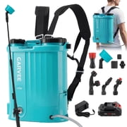 Battery Powered Sprayer with Wheeled Cart, 10.5 Gallons 18V 4Ah Electric Sprayer with 6 Nozzles & 2 Wands, 4-6 Hour Runtime, 80PSI Adjustable Pressure, Trigger Lock