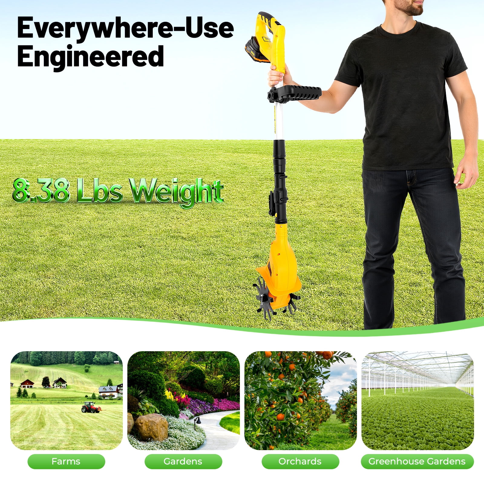 Battery Powered Tilling Machine, Handheld Electric Tilling Machine, Cordless Tilling Machine