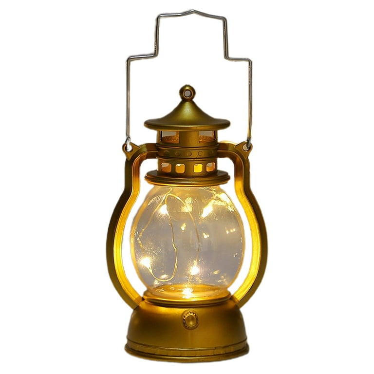 Battery Powered Vintage Hurricane Lantern LED Lamp with Dimmer Switch Plastic Material Hanging Lantern for Outdoor Patio
