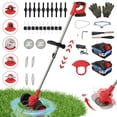 thumbnail image 1 of Battery Powered Weed Trimmer-24V 650W Electric Grass Cutting Machine with 2PCS Batteries 2000mAh-Lightweight for Garden & Lawn Edging (Red), 1 of 11