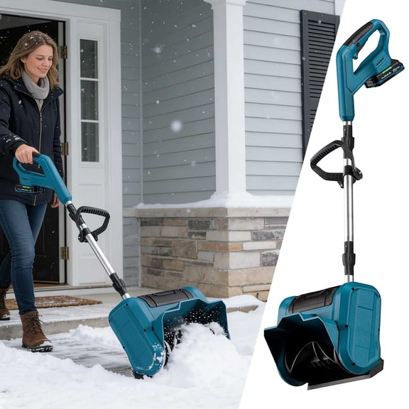 Battery Snow Sweeper for Driveway, Hand Push Removal Tool for Outdoor, Quiet Electric Sweeper for Household and Walkways
