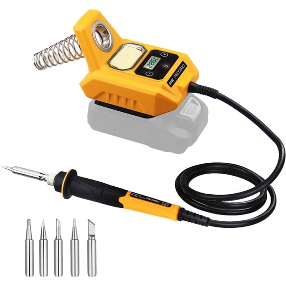 Battery Soldering Iron Station for Dewalt 20V Max, Adjustable Temperature 212-932 , Portable Cordless Soldering Iron with 6 Tips & Digital Display for DIY Repair(Battery Not Included)