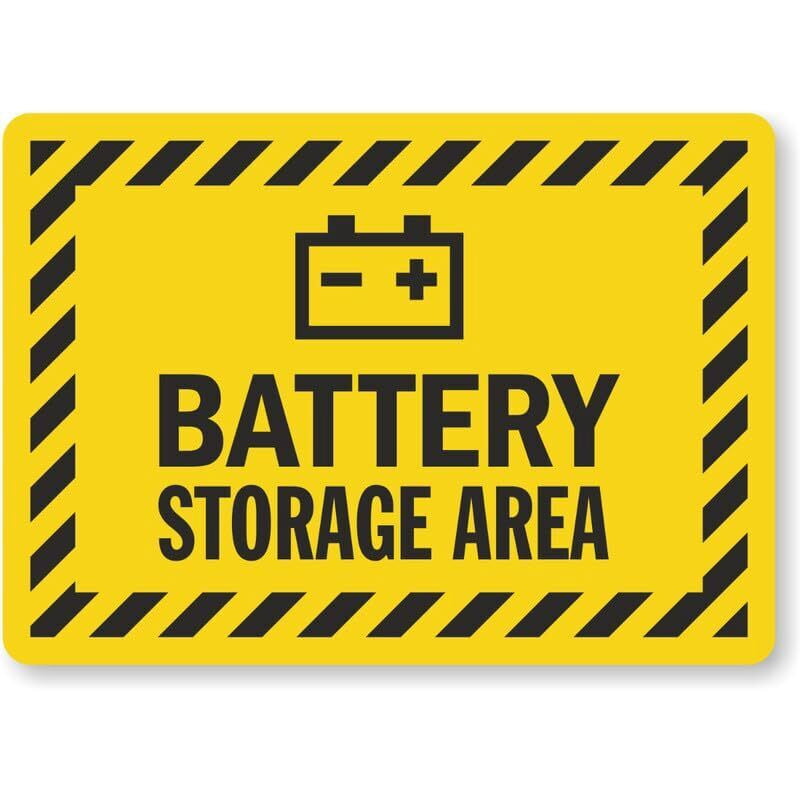 Reusable Battery Storage Sign Battery Storage Area Battery Charging Area Weatherproof Metal Sign Size ...
