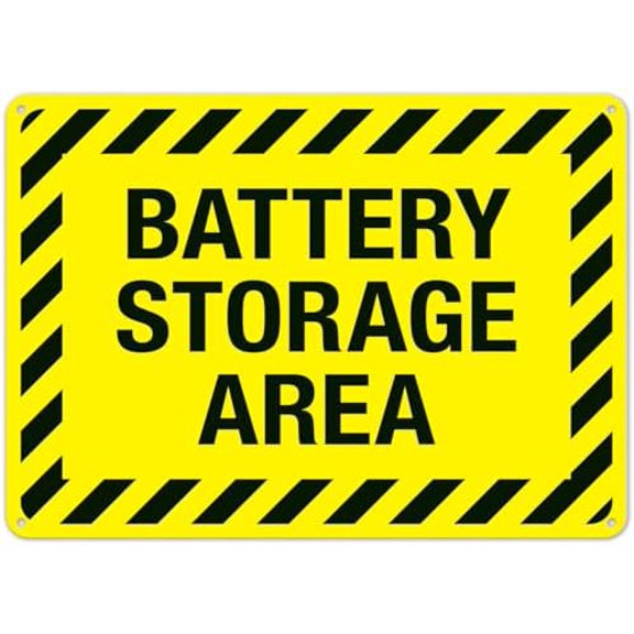 Battery Storage Area Metal Sign 8 x 12 Inch for Workplace, Warehouse, Industrial Area