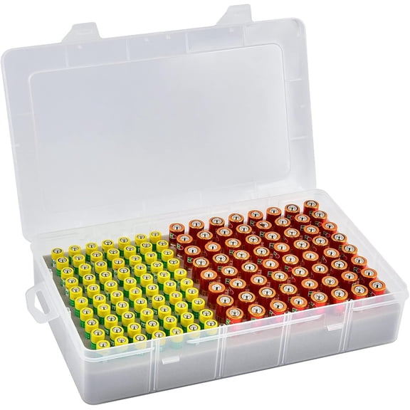 Battery Storage Organizer Case, Battery Vault Box Holder Container for 134pcs AA AAA Batteries, Garage Organization Carrying Bag Fits Home Kitchen Warehouse (Batteries Not Include)