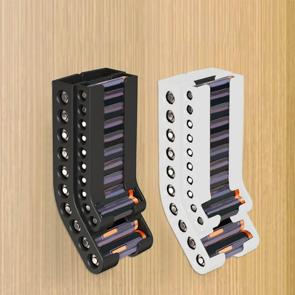 Battery Storage and Organizer, Wall Mounted Bracket for AA AAA 5 and 7 Batteries Featuring Durable Plastic Construction for Secure Home Or Garage Organization, Space Saving Design With Easy Access