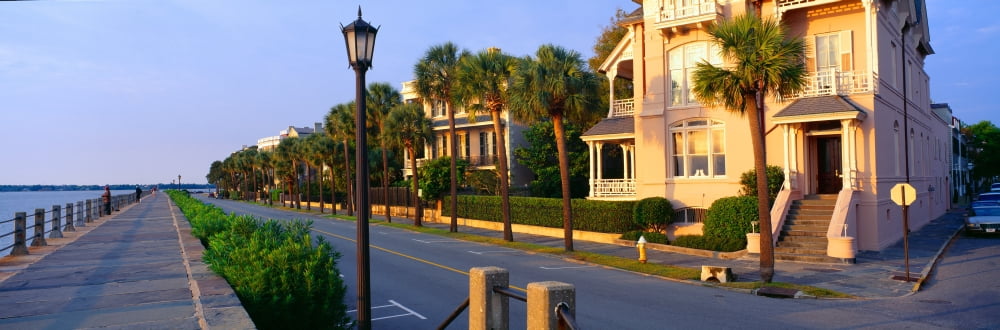 Battery Street Waterfront Charleston South Carolina Canvas Art - Panoramic Images (27 x 9)