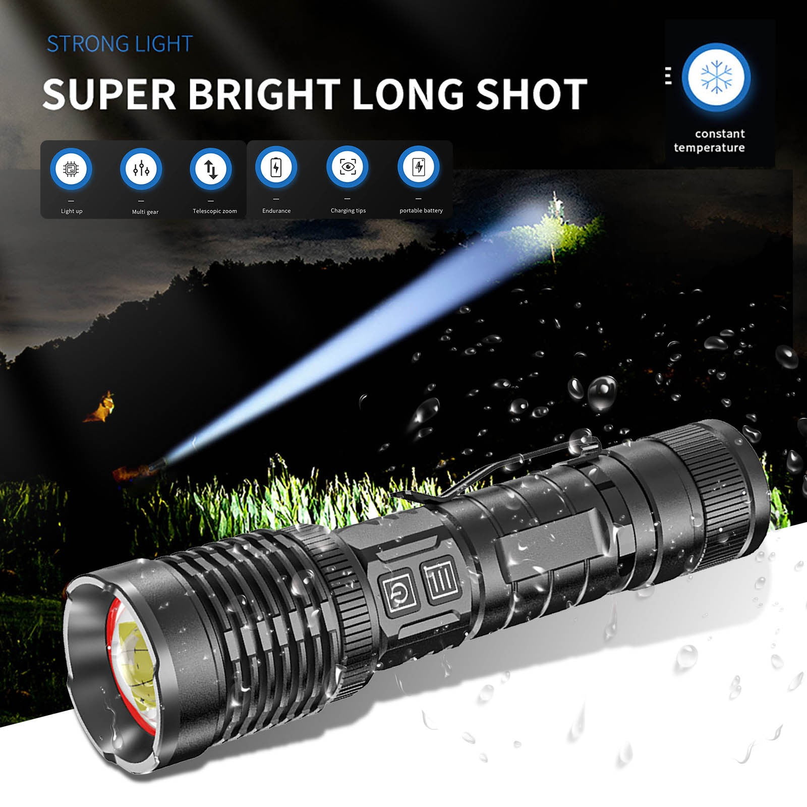 Battery Strobe Light Flashlights for Cars Camping Lamp Stand Running