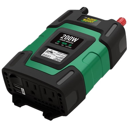 Battery Tender 200 Watt Power Inverter - 12 Volt DC to 115 Volt AC Car Inverter - Portable 200W Power for Camping, Lamps, Phones and More - 2 USB 5V Ports for Charging - 026-0005-DL-WH