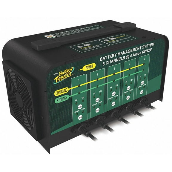 Battery Tender 5 Bank Multibank Charger - 20 AMP (4 AMPs Per Bank) - Selectable 12V / 6V - Smart and Switchable 12V Multi Battery Charger and Maintainer  for Automotive and Marine - 021-0133-DL-WH