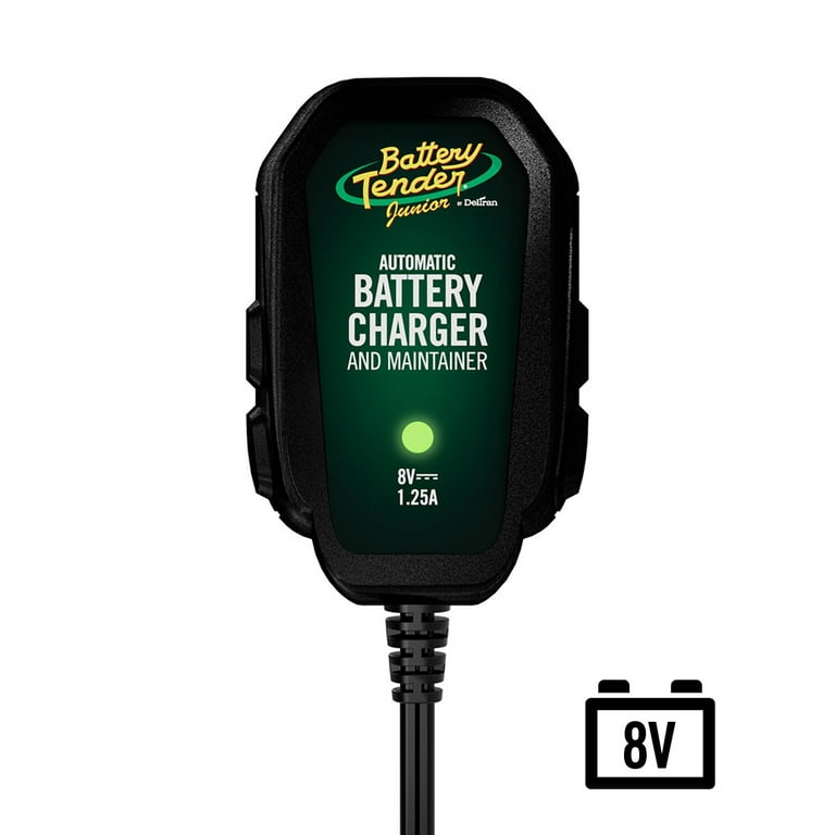 Battery Tender 8 Volt Junior, 1.25 AMP Car Battery Charger and Maintainer:  Fully Automatic 8V Automotive Battery Charger for Cars, Motorcycles, ATVs -  022-0197 