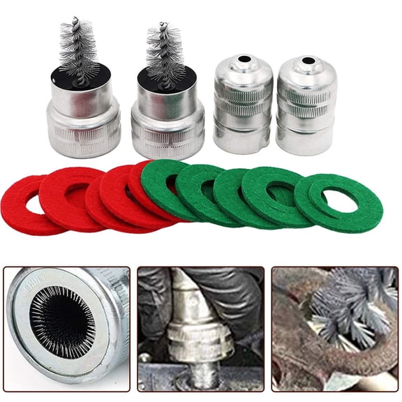 Battery Terminal Cleaning Brush Set with Anti- Washers, Metal Wire Cleaner Tool for 6V 12V Car Posts Cables Connectors, Red Green Protectors Included