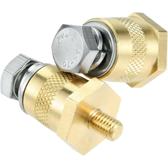 Battery Terminal Connectors, Battery post terminals, For M6 Top or Side Terminal Charging Posts, battery Terminal Brass Post Adapter, Stud Extender Screws, Stud Extender Extension (2 Pack)