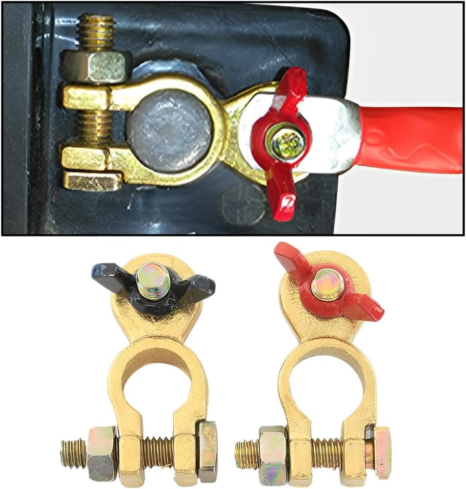 Battery Terminal Connectors, Top Post Brass Clamps, Positive and ...