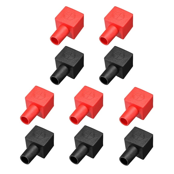 Battery Terminal Insulating Rubber Protector Cover Square for 7mm Cable 14mm Terminal Red Black 5 Pairs